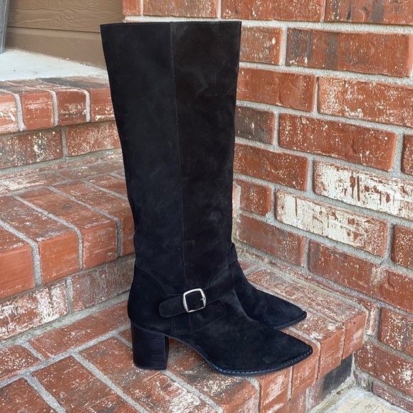 Free People FP Dahlia Women's Size 41 Black Leather Suede Slouch Pull On Boot - Picture 1 of 10